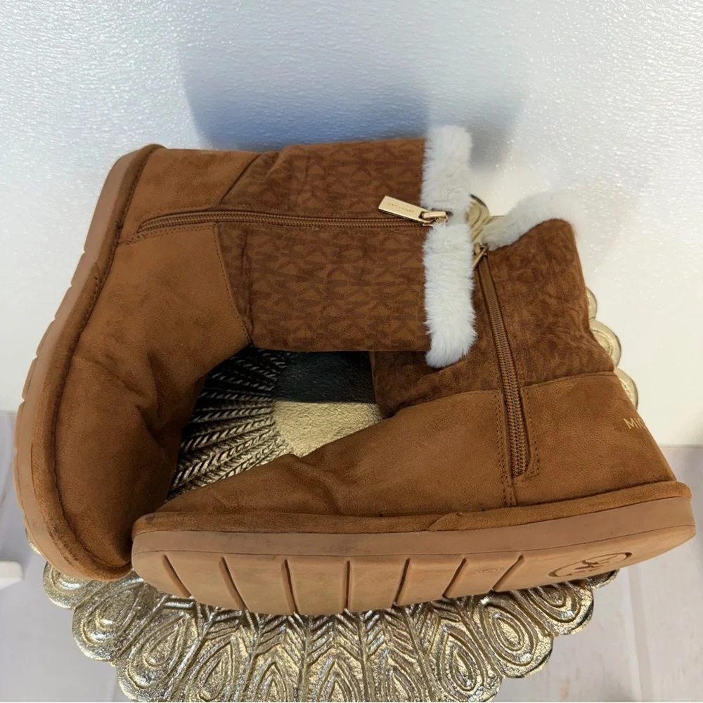 Michael Kors‎ Faux Fur Winter Boots Brown Logo Zip Ankle Size 5